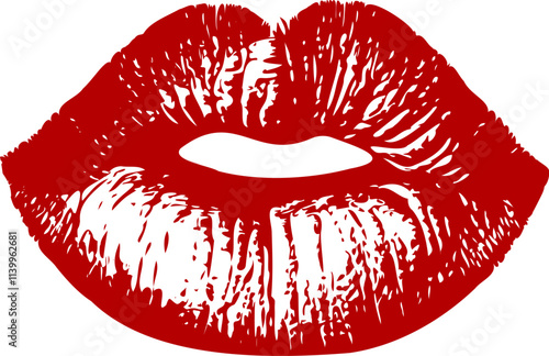 Illustration of a red kiss print.