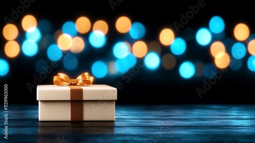 Elegant Gift Box Festive Lights Holiday Present Luxury Packaging Cream Cardboard Box