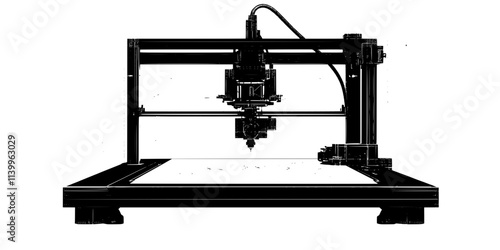 A 3D printer producing a replacement component for a mechanical system from a digital blueprint, Digital Art