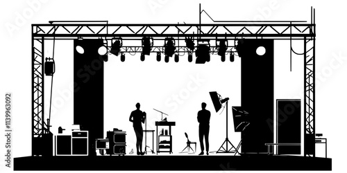 A backstage scene with performers preparing for their roles in a show, Digital Art