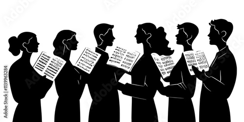 Choir singing traditional songs at a cultural event without instruments, Digital Art