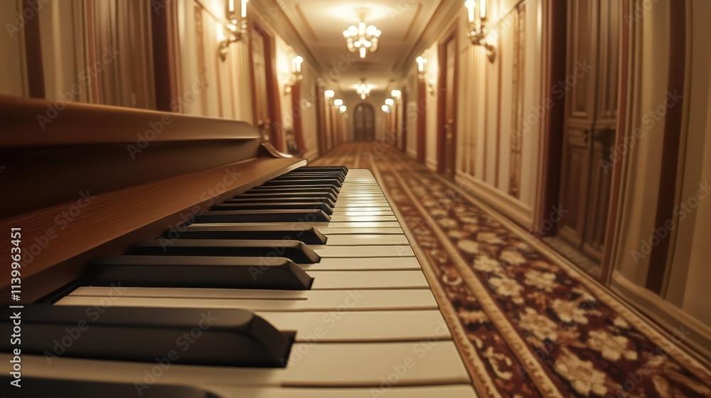 Fototapeta premium Piano Keys in Elegant Hotel Corridor