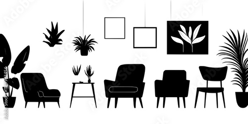 A collection of armchairs neatly arranged in a spacious exhibition hall, Digital Art