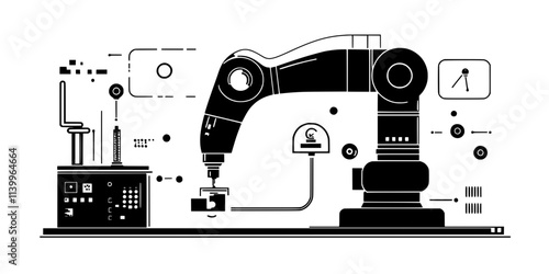 A heavy-duty industrial robot being designed for complex machining processes, Digital Art