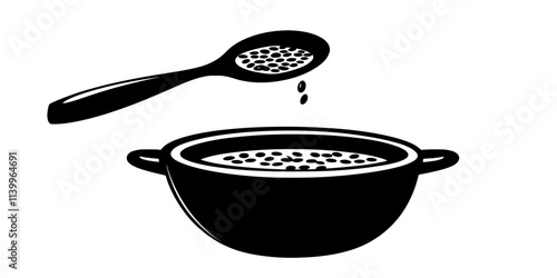 A ladle serving lentil dal into a bowl from a pot, Digital Art