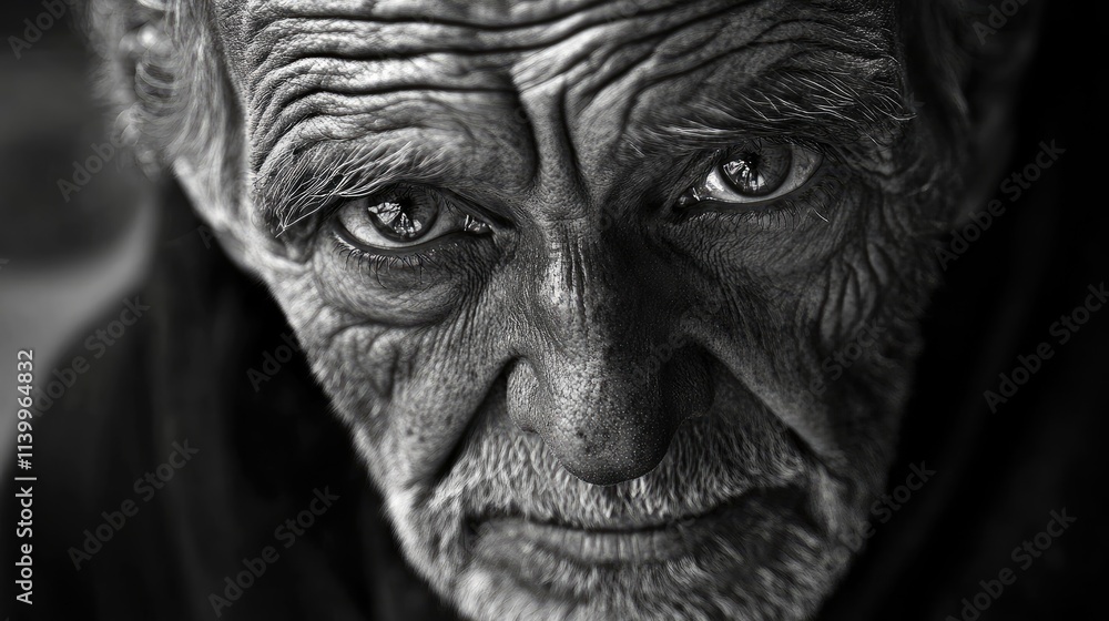 A Close Up Black And White Portrait Of An Elderly Man A Close Up Black And White Portrait Of An Elderly Man
