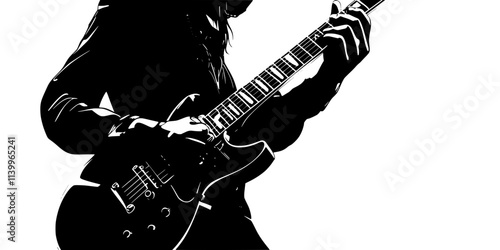 A person demonstrating chord progressions on an electric guitar in a music lesson, Digital Art