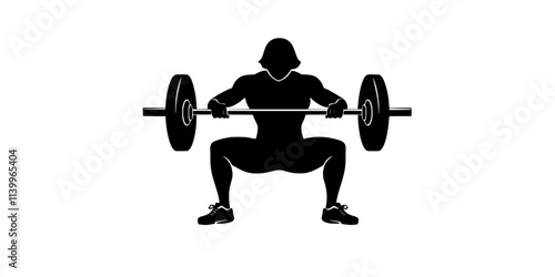 Person executing a front squat, holding the barbell across their shoulders and chest, Digital Art