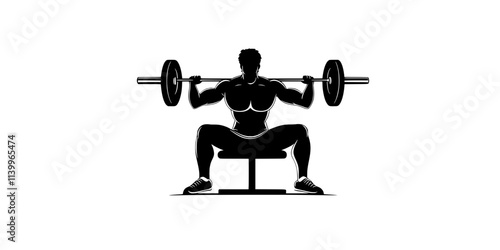 Person executing a pause bench press, holding the barbell at chest level before pushing upward, Digital Art