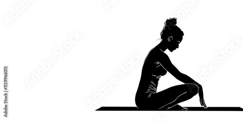 Person practicing bound angle pose, feet pressed together on mat, Digital Art