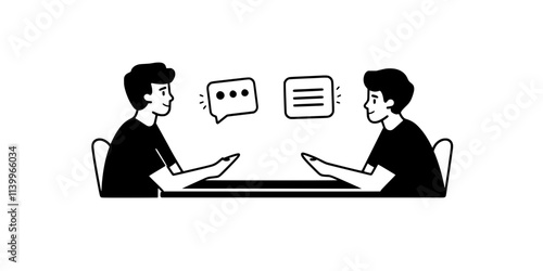 A person practicing pronunciation by speaking with a language partner, Digital Art