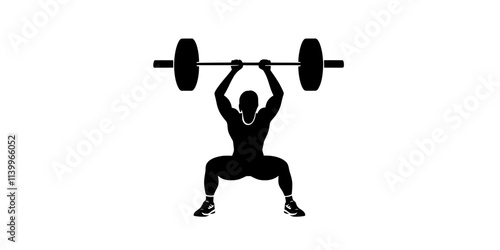 Person practicing thrusters, squatting with a barbell and pressing it overhead, Digital Art