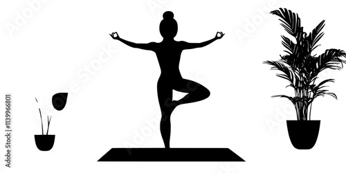 A practitioner holding tree pose, focusing on balance during a heated session, Digital Art