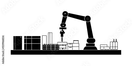 A robot arm performing precise assembly tasks within a manufacturing facility, Digital Art