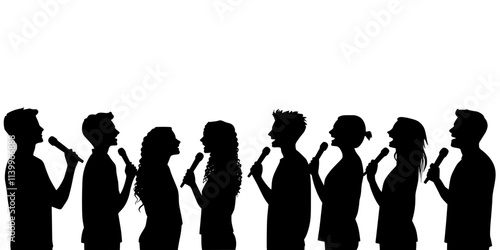 Singer demonstrating vocal techniques for blending in a group performance, Digital Art