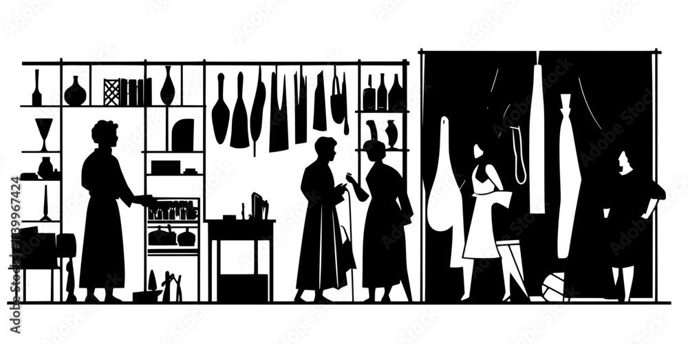 Actors preparing costumes and props for a Shakespearean production, Digital Art Actors preparing costumes and props for a Shakespearean production, Digital Art