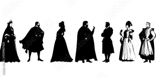 Actors portraying characters from a Shakespeare play during a live performance, Digital Art