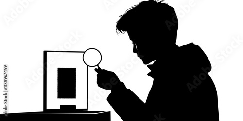 An individual examining a rare stamp under a magnifying glass at a stamp fair, Digital Art