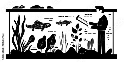An individual measuring humidity in a terrarium to ensure proper amphibian care, Digital Art