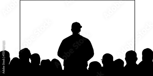 Artist performing live in front of an audience during a hip-hop event, Digital Art