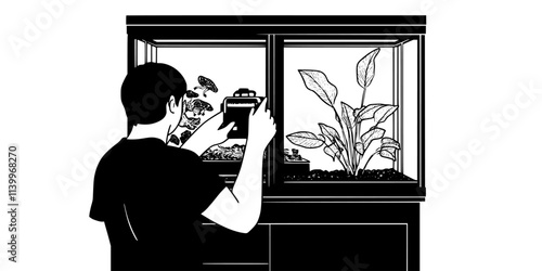 An individual measuring humidity in a terrarium to ensure proper amphibian care, Digital Art