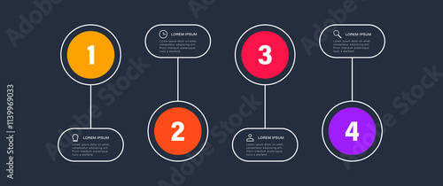 Vector template circle infographic. Business concept with 4 options and labels.