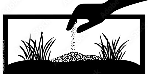 Person adding fertilizer to a planted aquarium to support healthy plant growth, Digital Art