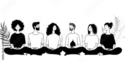 Participants reflecting on their feelings during a guided meditation session, Digital Art