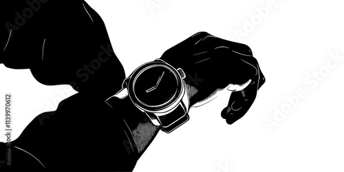 Person checking altimeter settings on their wrist before preparing for a skydiving jump, Digital Art