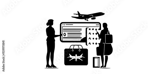 Person purchasing group tour tickets online for upcoming trip, Digital Art