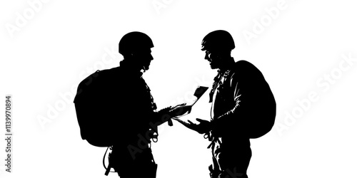 Person reviewing safety procedures with an instructor before starting the skydiving session, Digital Art