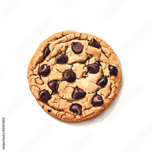 Cookies with chocolate chips cookie vector set isolated on a white background