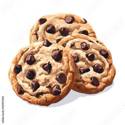 Cookies with chocolate chips cookie vector set isolated on a white background