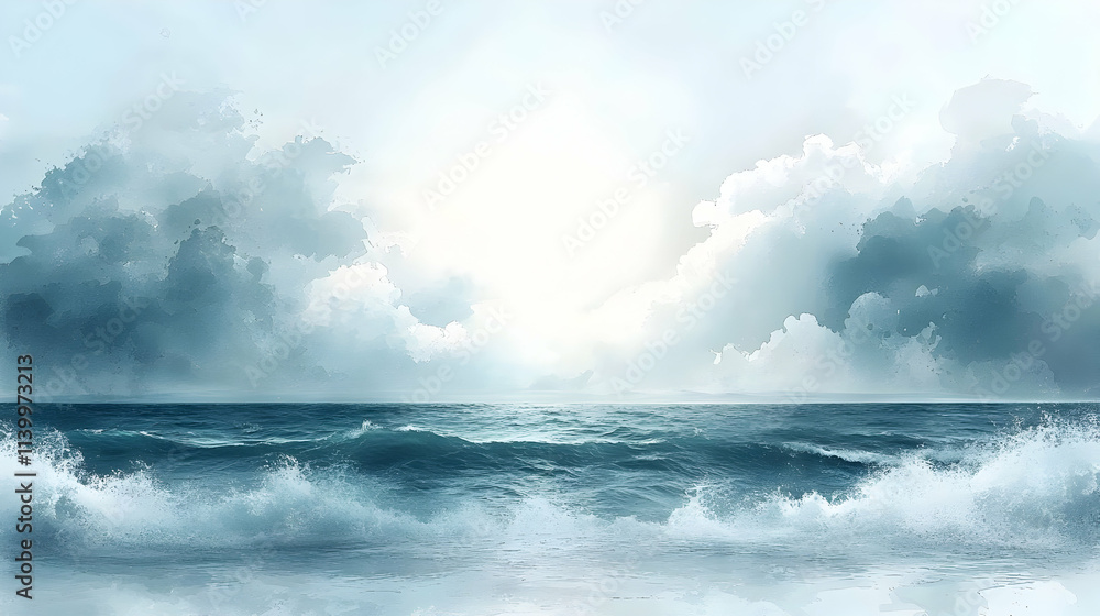 Ocean Waves Crashing Against Shore Calmly Ocean Waves Crashing Against Shore Calmly