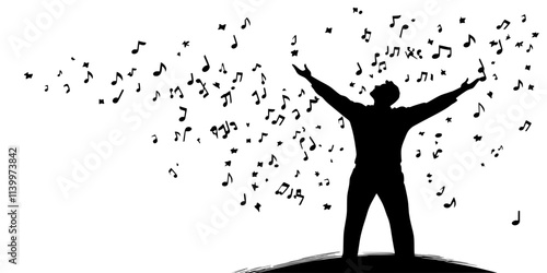 A coach demonstrating proper posture and breath control for singers, Vectorized Art