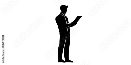 A collector holding an action figure while inspecting its detailed design, Vectorized Art