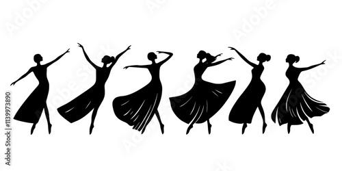 A contemporary dance ensemble showcasing their creativity in a public performance, Vectorized Art