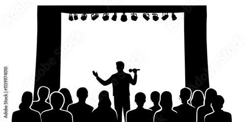 A director guiding actors in a musical theater workshop for aspiring performers, Vectorized Art