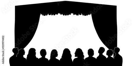 A group of actors rehearsing lines in a theater before the evening show, Vectorized Art