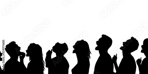 Group performing pop covers using only voices in an informal setting, Vectorized Art