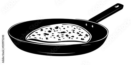 A pan of chapati being cooked on a flat griddle over heat, Vectorized Art
