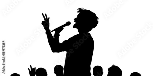 Performer engaging with fans after a concert in a meet-and-greet, Vectorized Art