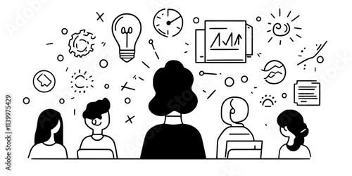 A person attending a seminar while participating in a language immersion program, Vectorized Art