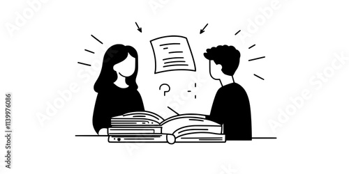 A person listening to a grammar explanation in a language lesson, Vectorized Art
