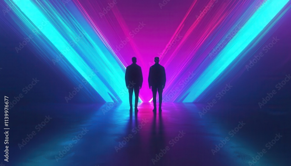 Dynamic light show experience modern art gallery digital artwork urban environment contemporary viewpoint artistic concept