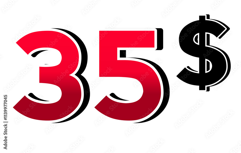 Fototapeta premium 35 dollars price tag illustration sign symbol on transparent background for store shop business concept design element