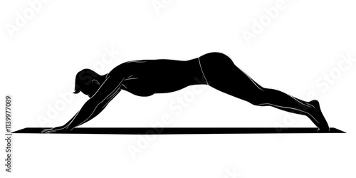 Practitioner doing mountain climbers, alternating knee movements toward their chest in a plank position, Vectorized Art