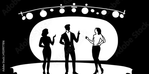 Actors creating unique characters during an improv game in a theater, Vectorized Art