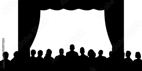 Actors delivering powerful monologues during a drama showcase in a theater, Vectorized Art