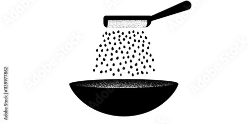 Almond flour being sifted into a bowl for baking bread, Vectorized Art